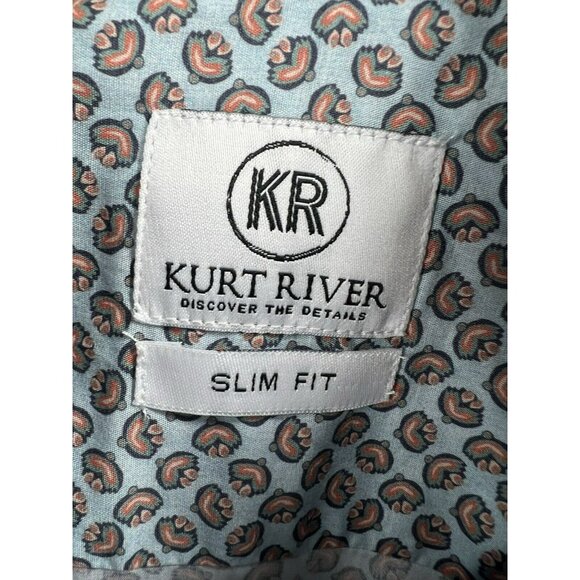 Kurt River Men's Slim Fit Shirt XL Pink Blue Rare Long Sleeve Button Up Spread - Picture 2 of 10